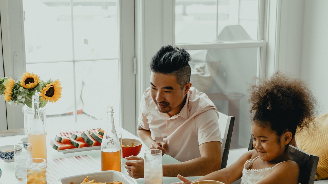 man girl dinner meal food