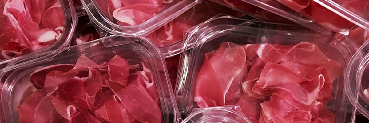 Meat packed in plastic