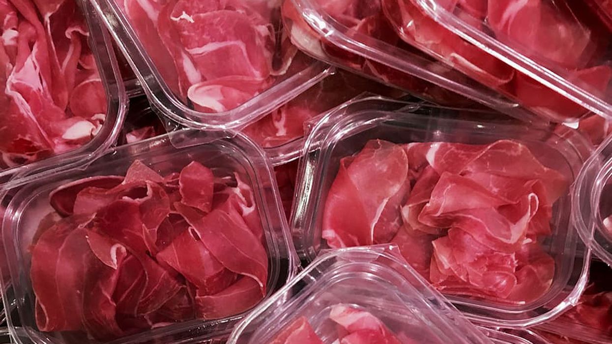Meat packed in plastic