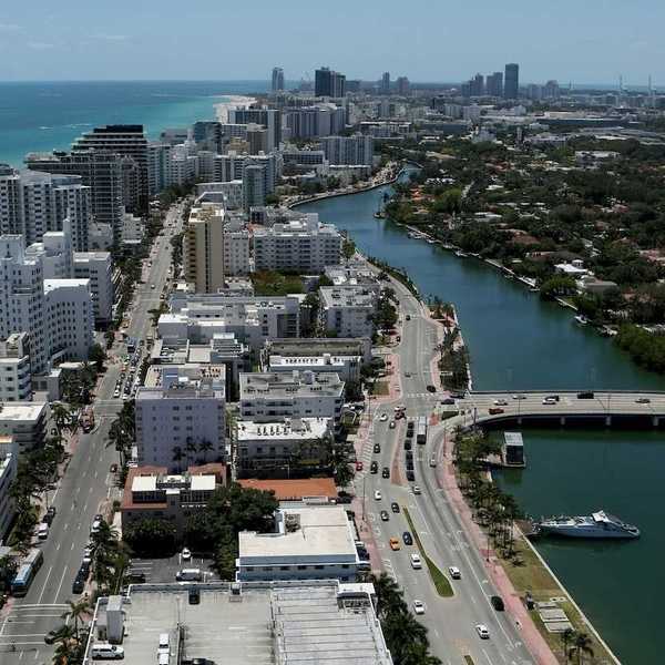 Miami Beach, Florida showing coast as well ad inland waterway.