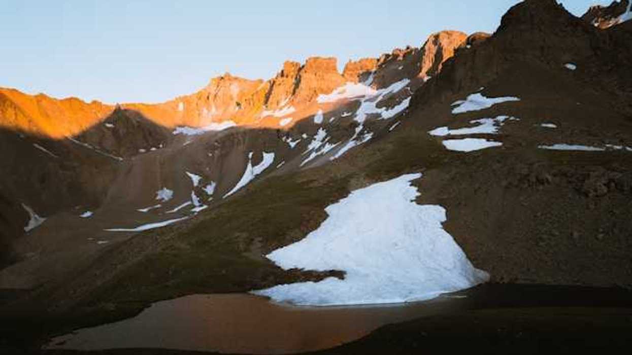 Mountains in the sun with a small amount of snow