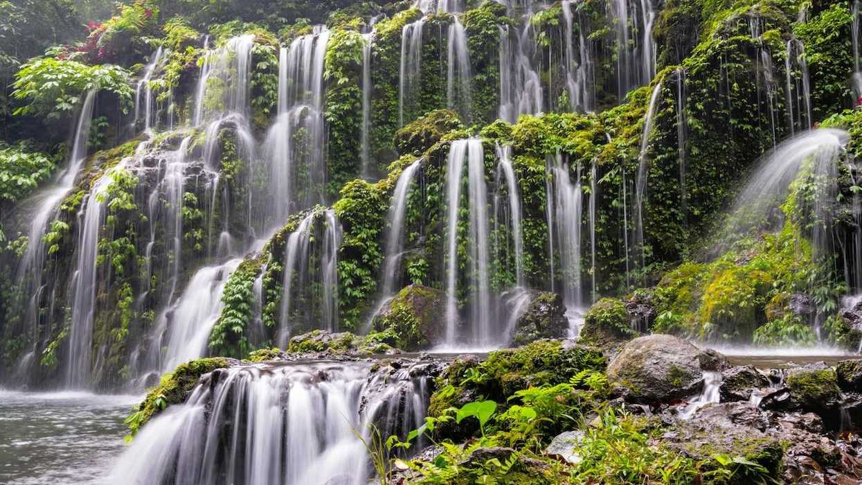 Multiple cascading waterfalls in Bali. Banyu Wana Amertha Waterfall, Wanagiri, Buleleng Regency, Bali, Indonesia