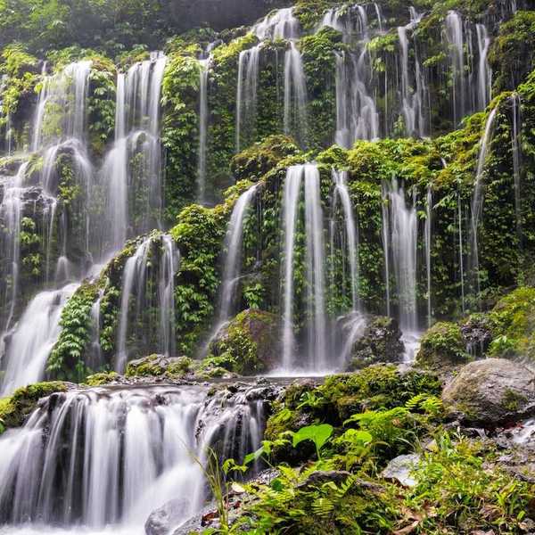 Multiple cascading waterfalls in Bali. Banyu Wana Amertha Waterfall, Wanagiri, Buleleng Regency, Bali, Indonesia