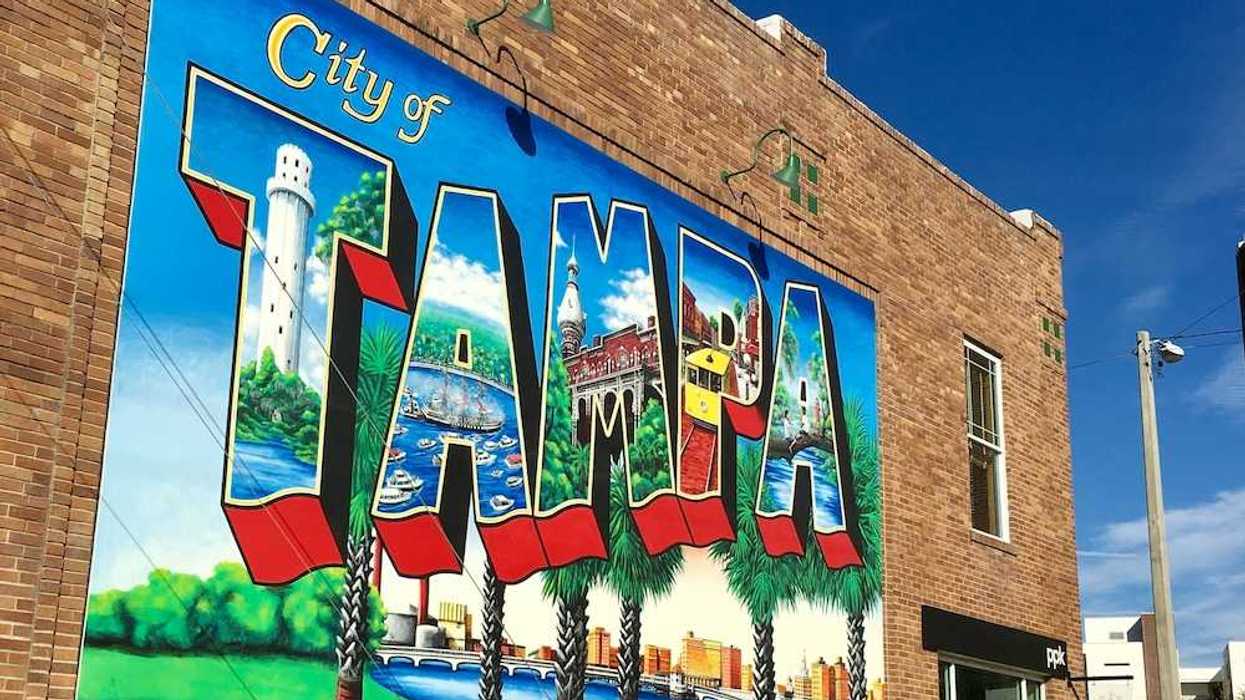 Mural on brick building proclaiming "City of Tampa"