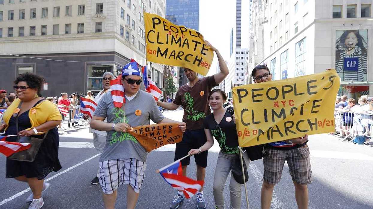 NEW YORK CITY - JUNE 8 2014: the 57th annual Puerto Rico Day Parade filled Fifth Avenue with 80,000 marcher & more than a million spectators.