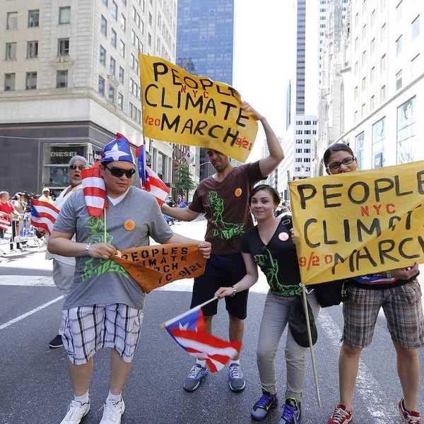 NEW YORK CITY - JUNE 8 2014: the 57th annual Puerto Rico Day Parade filled Fifth Avenue with 80,000 marcher & more than a million spectators