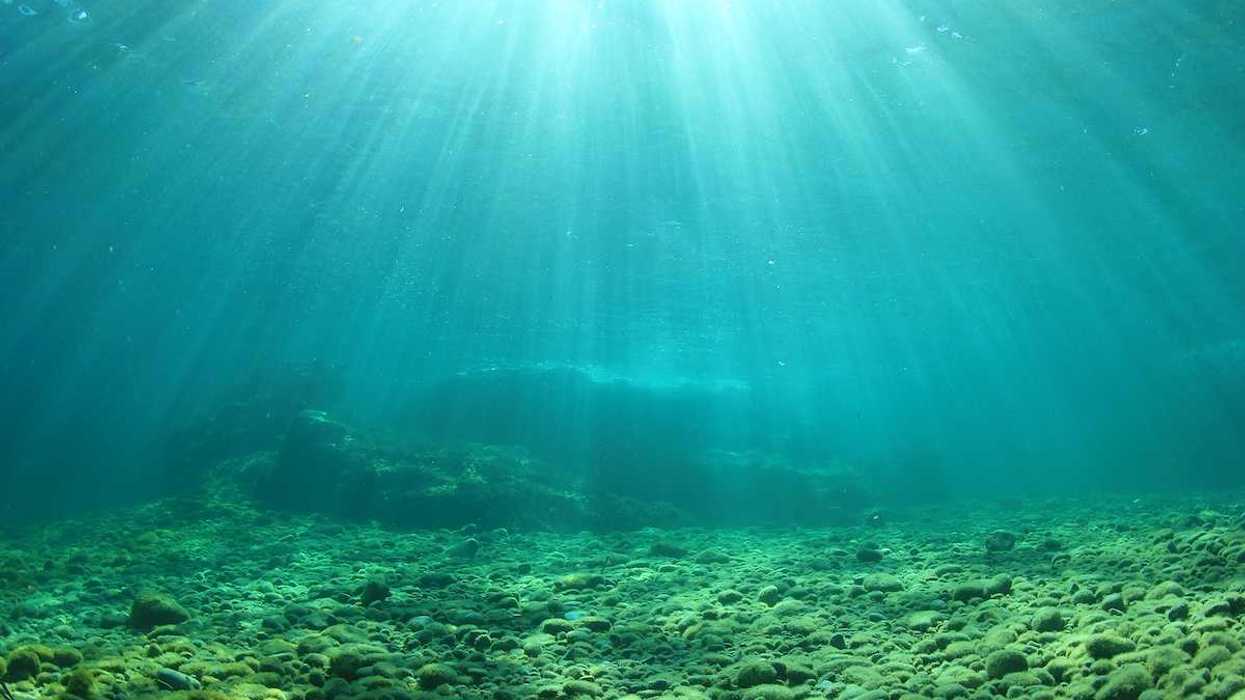 Ocean floor with light filtering through
