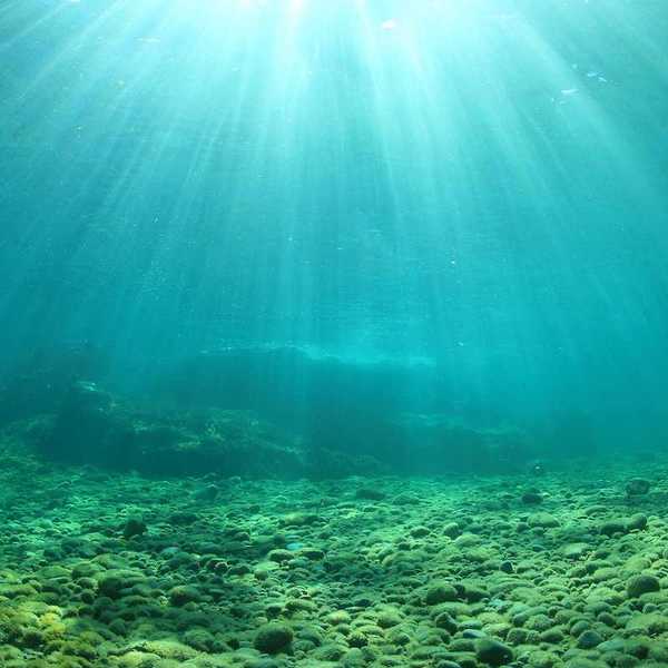Ocean floor with light filtering through