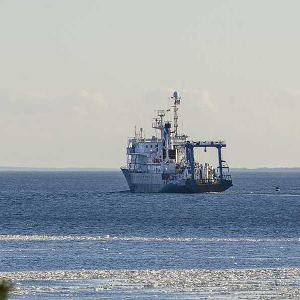 Ocean research vessel sailing on the water