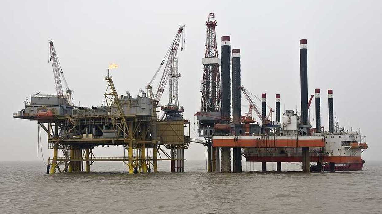 Offshore oil rig on a cloudy day