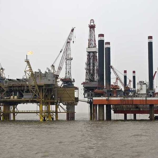 Offshore oil rig on a cloudy day