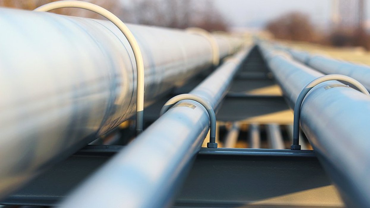 Oil pipelines stretching into the distance