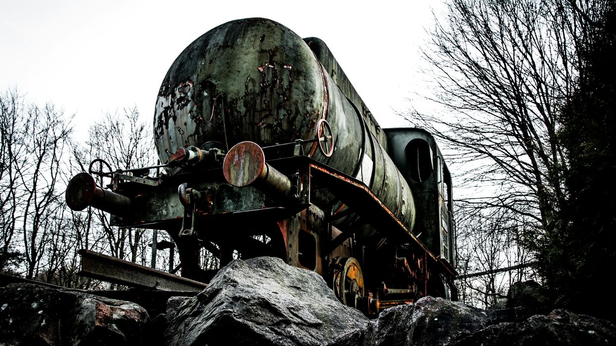 old train tank car trees