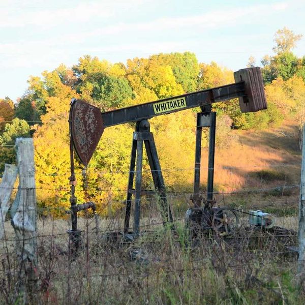 Old Whitaker oil pumping rig - abandoned oil well