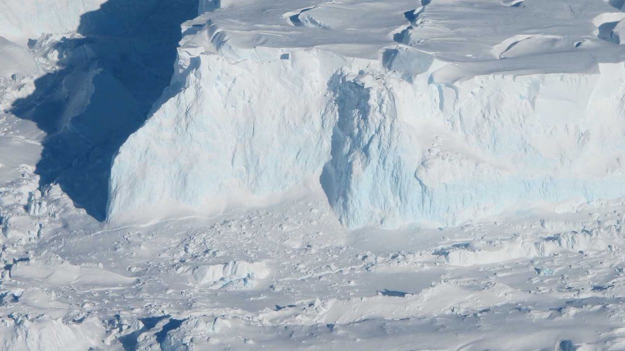 Overhead view of Thwaites Glacier, Antarctica