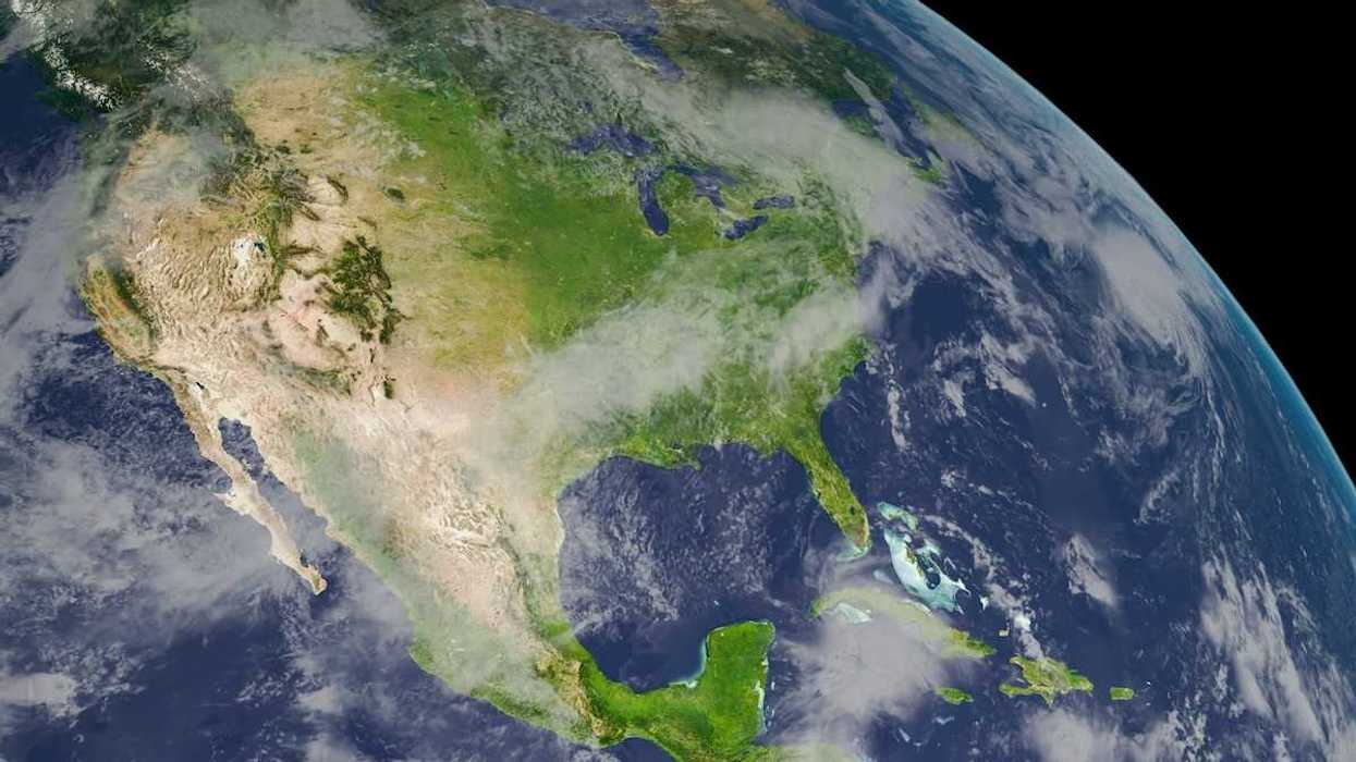 partial view of planet Earth showing Gulf of Mexico, and much of Atlantic sea coast and North Atlantic