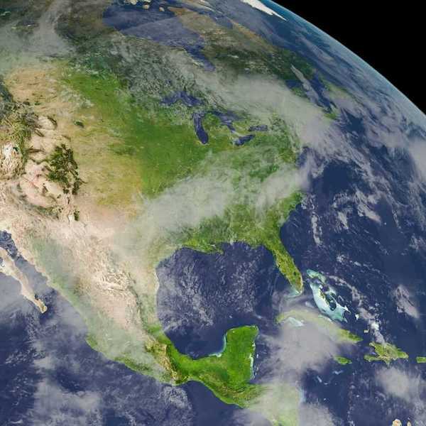partial view of planet Earth showing Gulf of Mexico, and much of Atlantic sea coast and North Atlantic