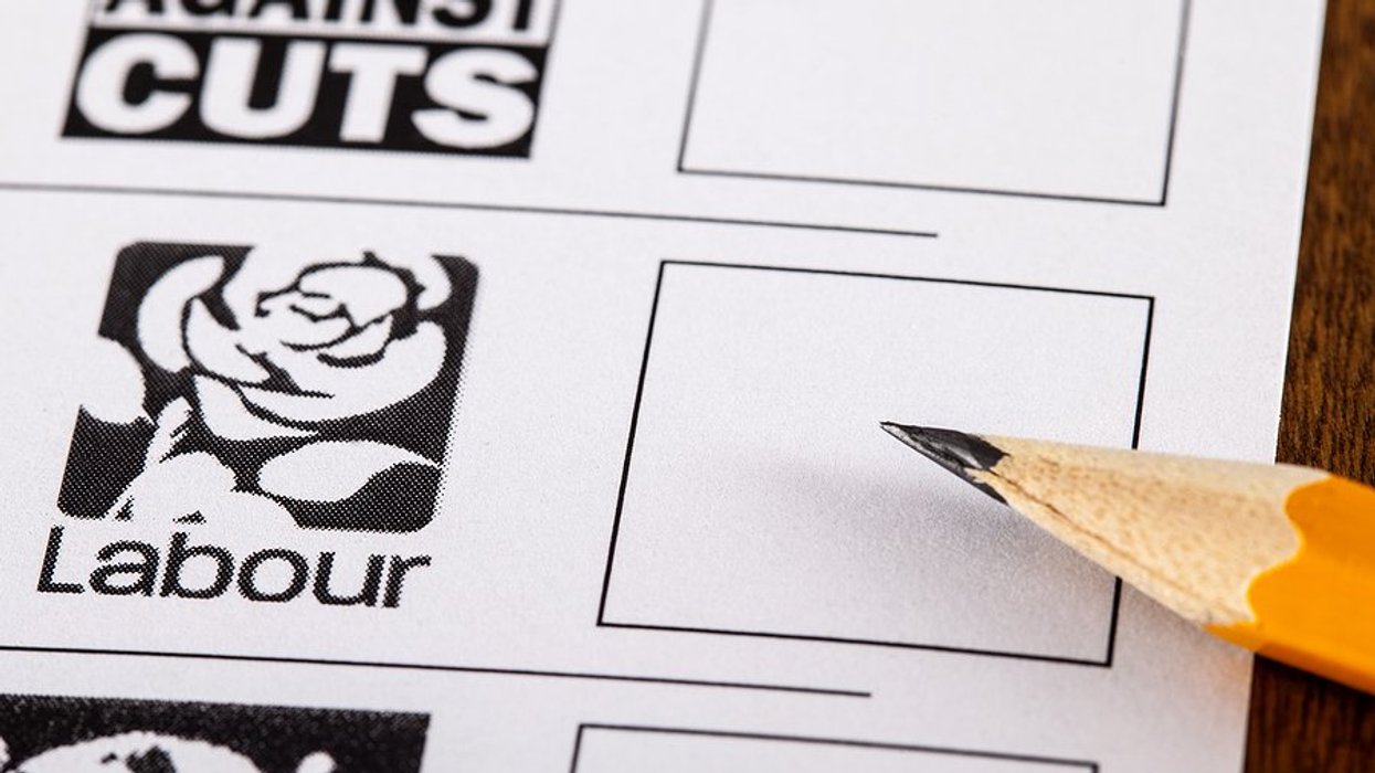 pencil hovering over empty box next to Labour