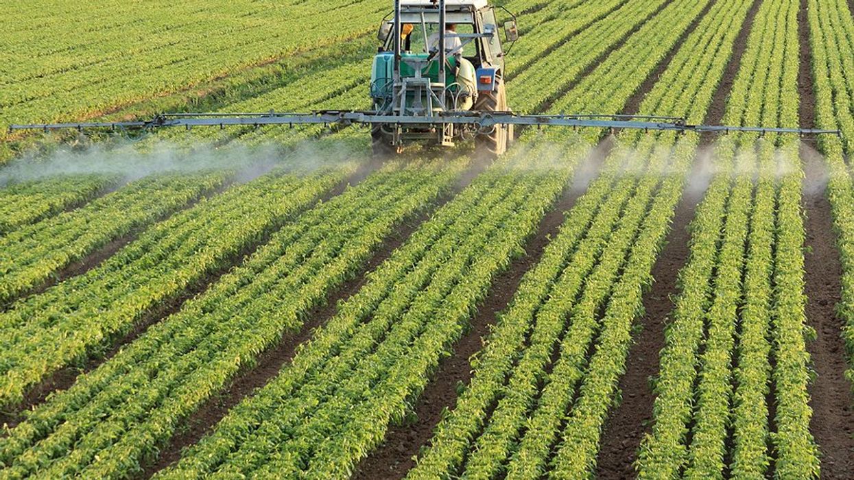 Pesticides being sprayed on farm fields