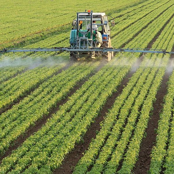 Pesticides being sprayed on farm fields