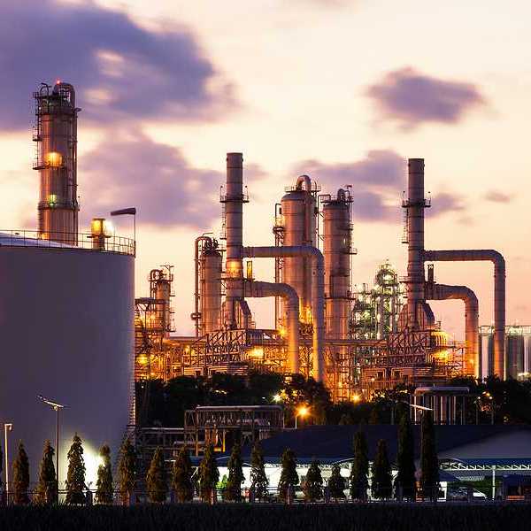 Petrochemical plant at twilight