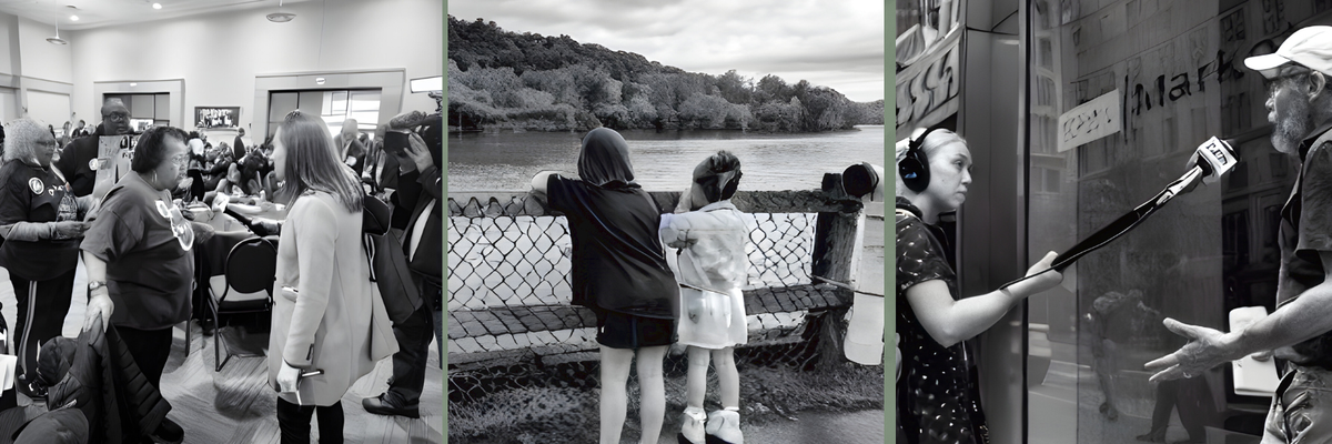 photos of people protesting the hydrogen hub buildout