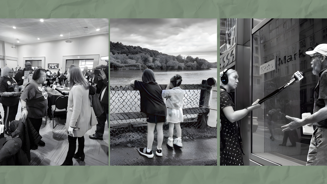 photos of people protesting the hydrogen hub buildout