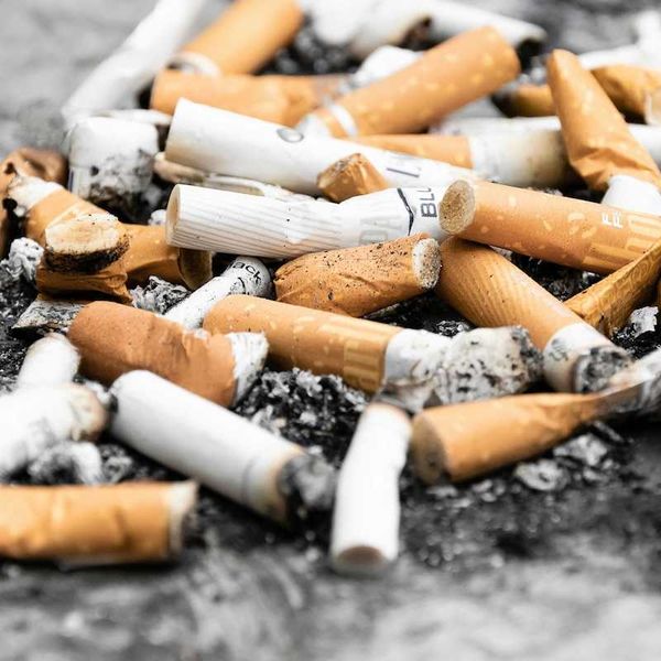 Pile of discarded cigarette butts