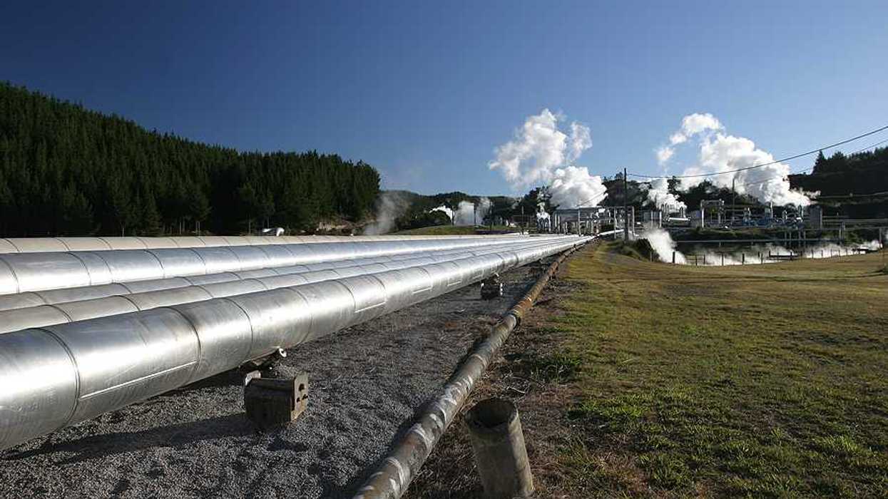 Piping infrastructure leading to a geothermal energy pant