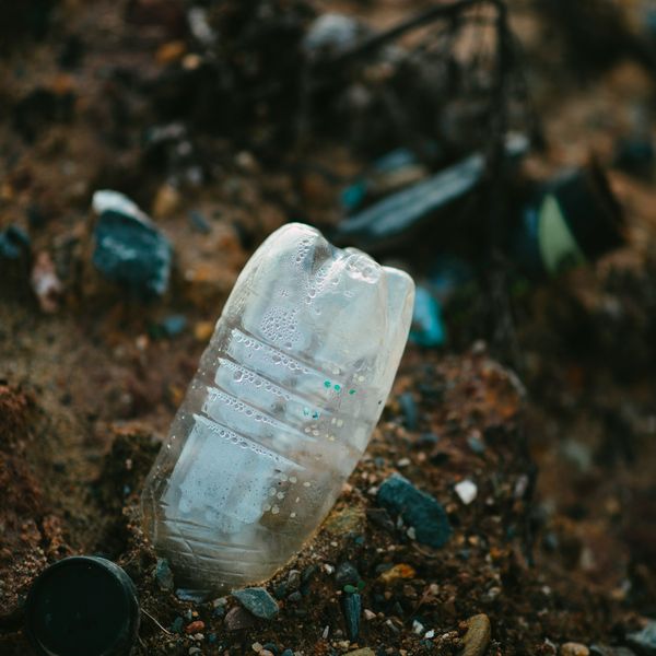 Plastic waste in the soil