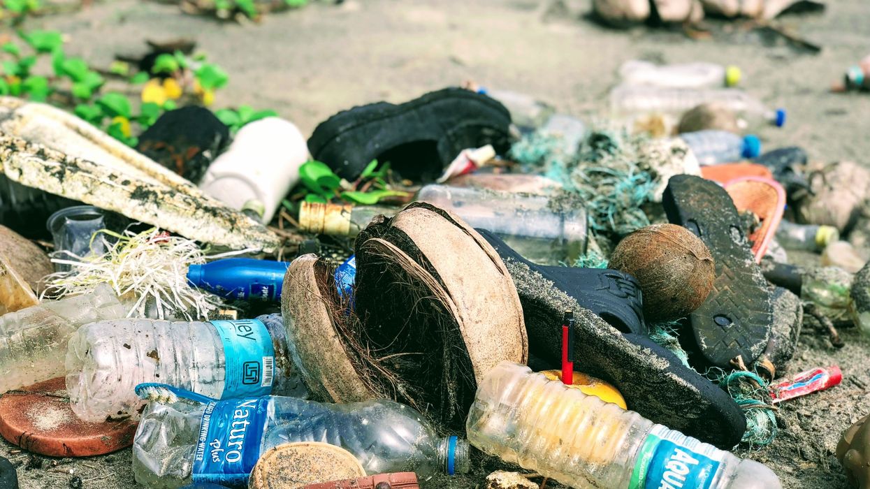 plastic waste on beach