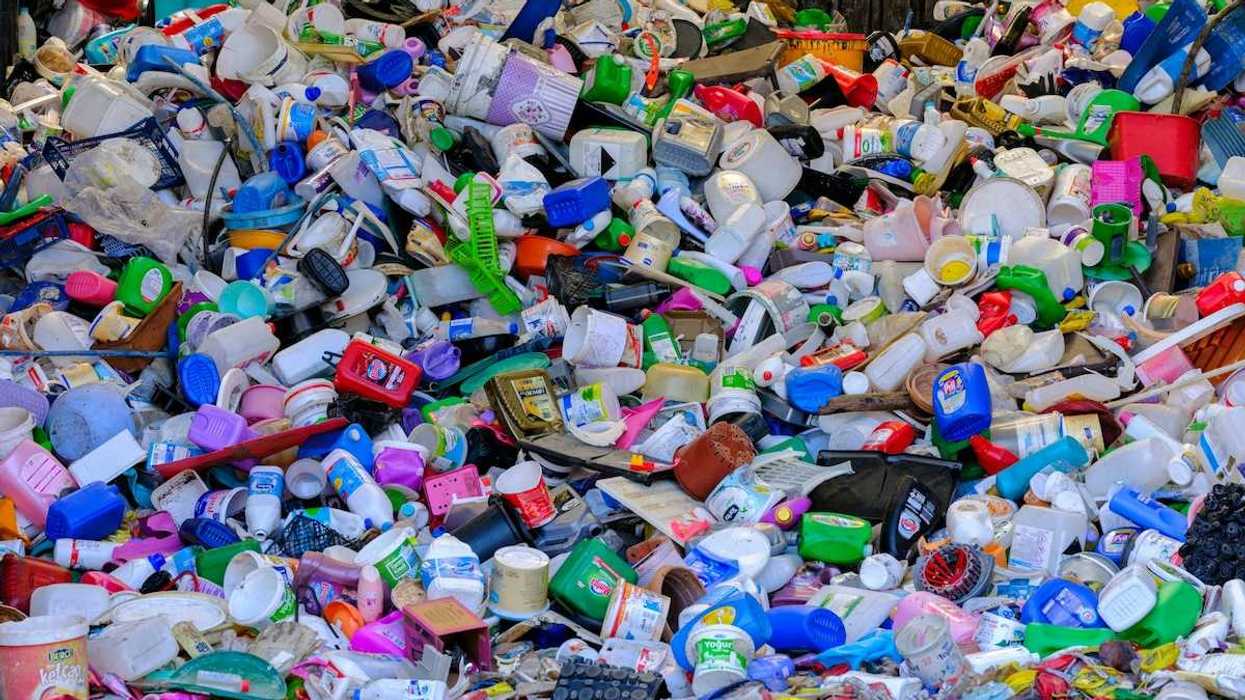 Plastic waste piled up, awaiting disposal