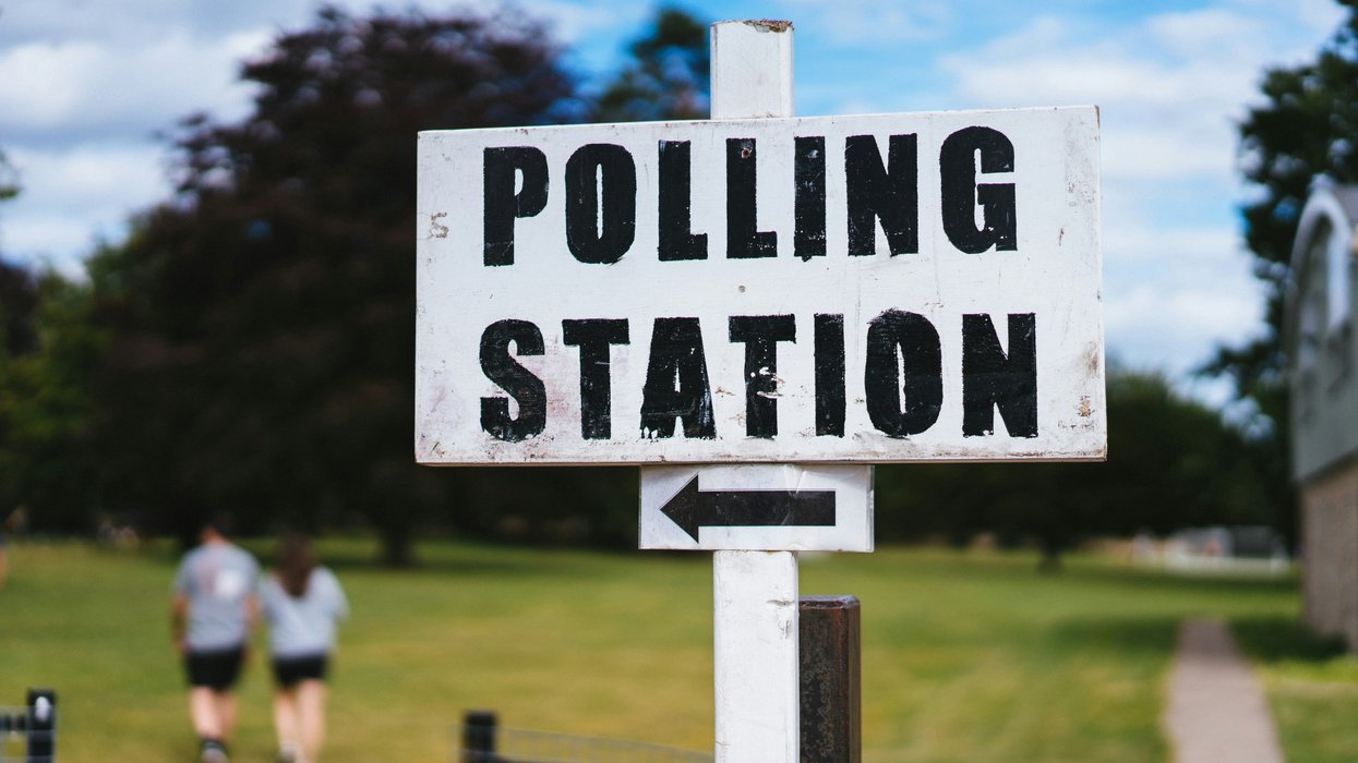 Polling station sign