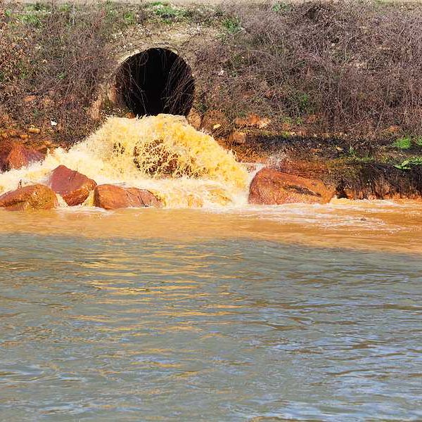 Polluted water coming from a pipe