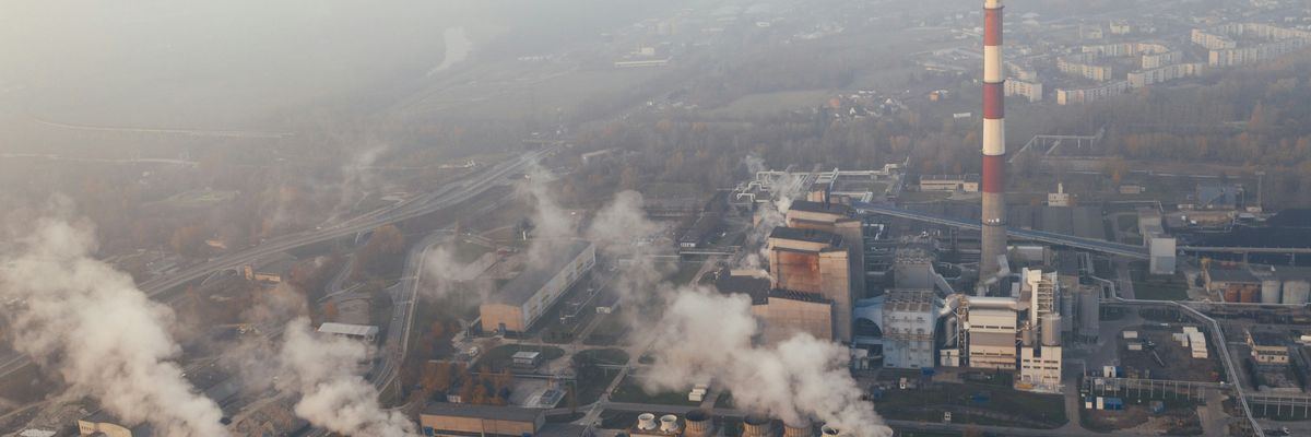 pollution haze covers a city