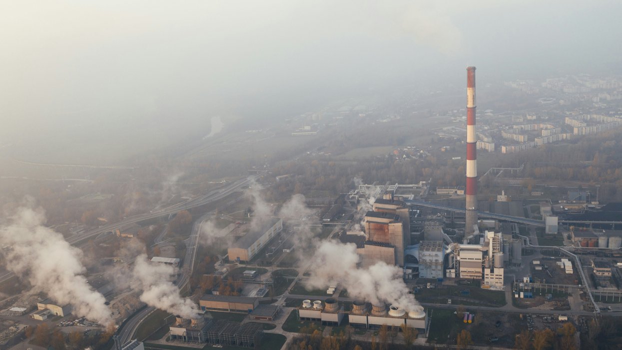 pollution haze covers a city