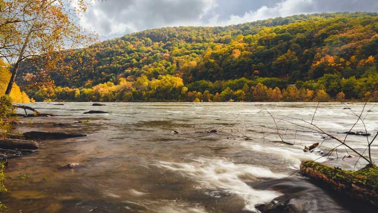 Potomac river flowing through West Virginia amidst foliage-studded hills