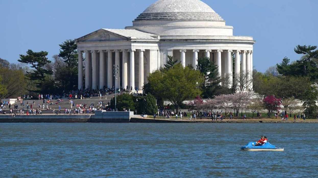 Potomac River, Washington, D.C., on a Spring day in front of Jefferson Memorial.