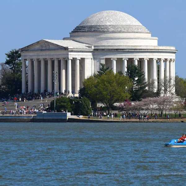 Potomac River, Washington, D.C., on a Spring day in front of Jefferson Memorial.