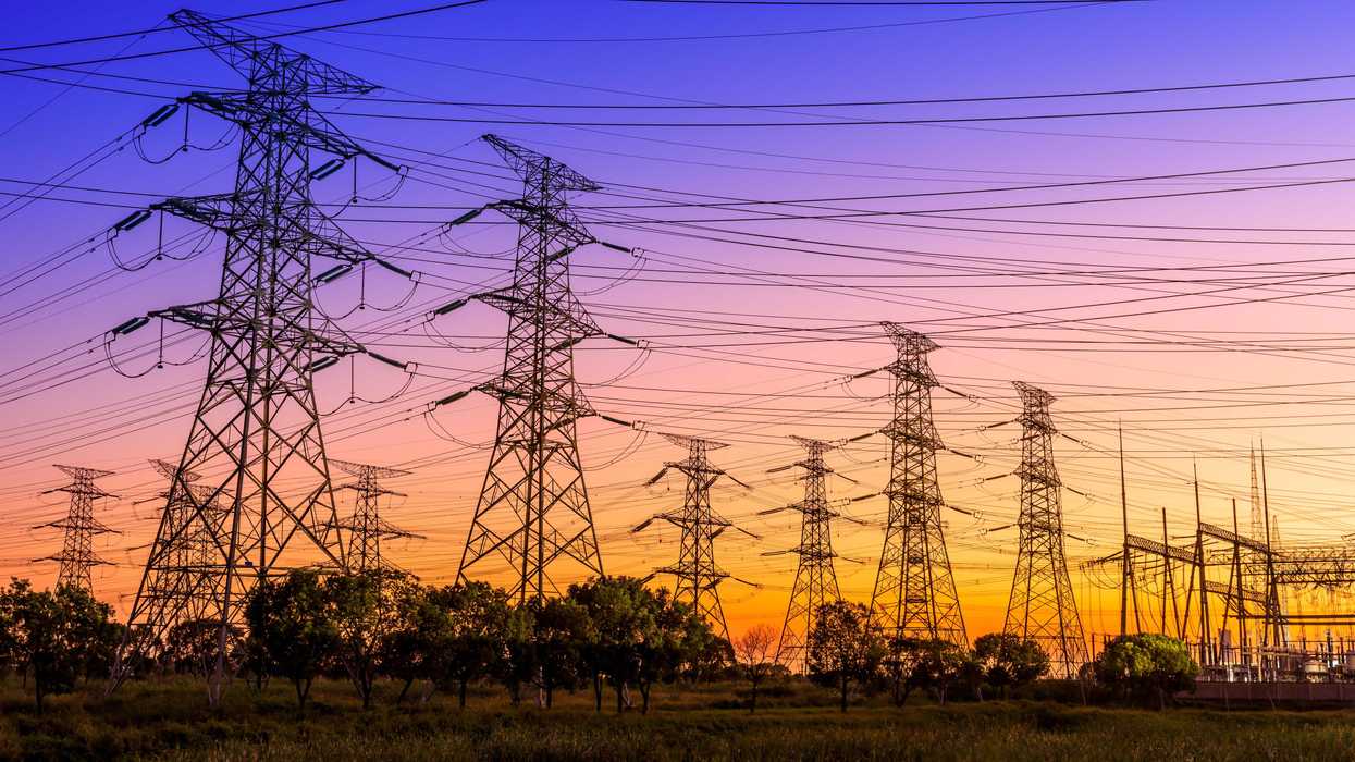 Power line corridors at sunset