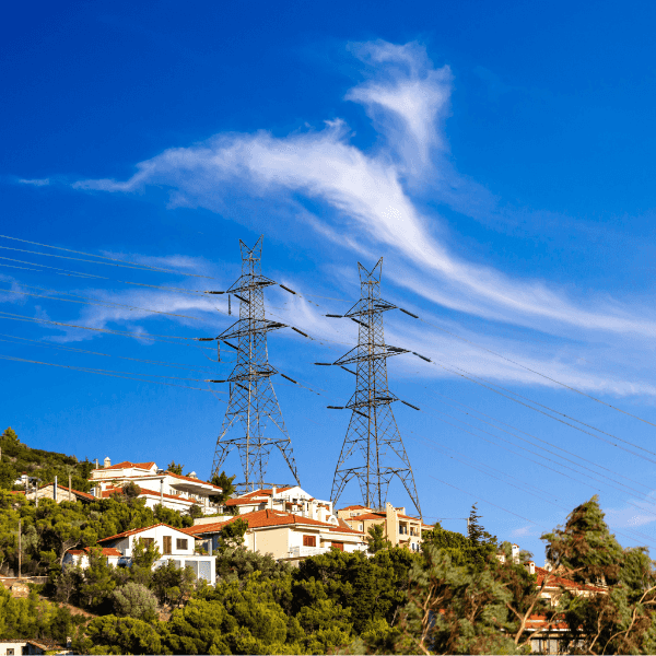 Power lines near homes