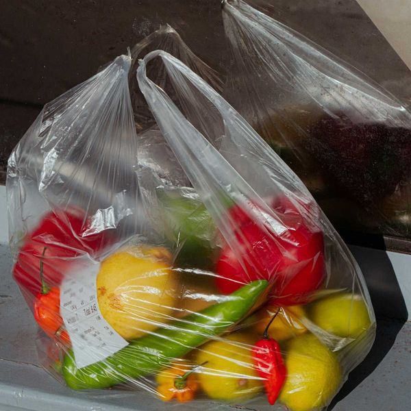 Produce stored in plastic bag