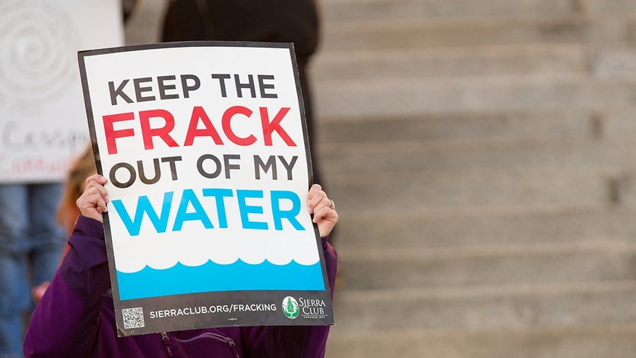Protest sign that says Keep the frack out of my water