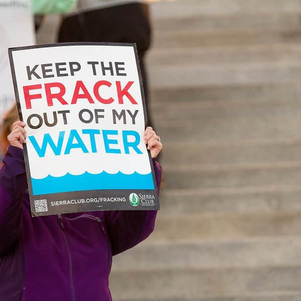 Protest sign that says Keep the frack out of my water