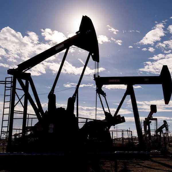 Pumpjacks extracting oil from an oilfield in Kern County, CA.