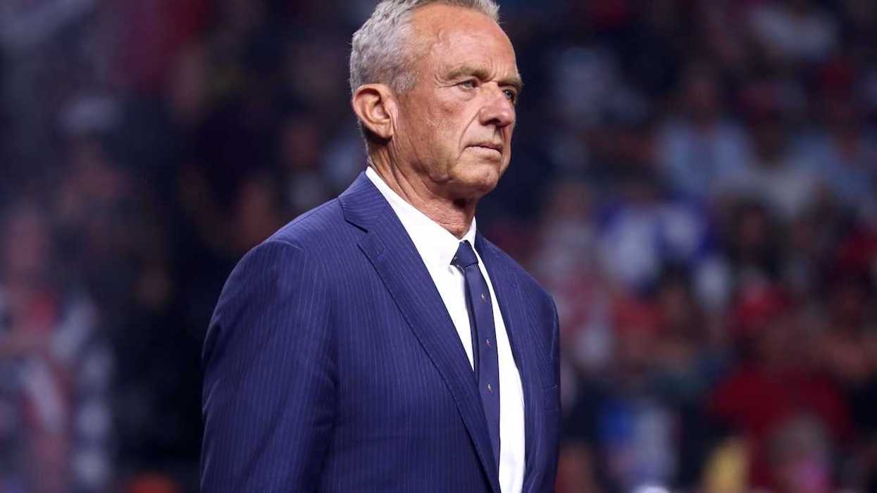Robert F. Kennedy, Jr. speaking with attendees at an Arizona for Trump rally at Desert Diamond Arena in Glendale, Arizona.