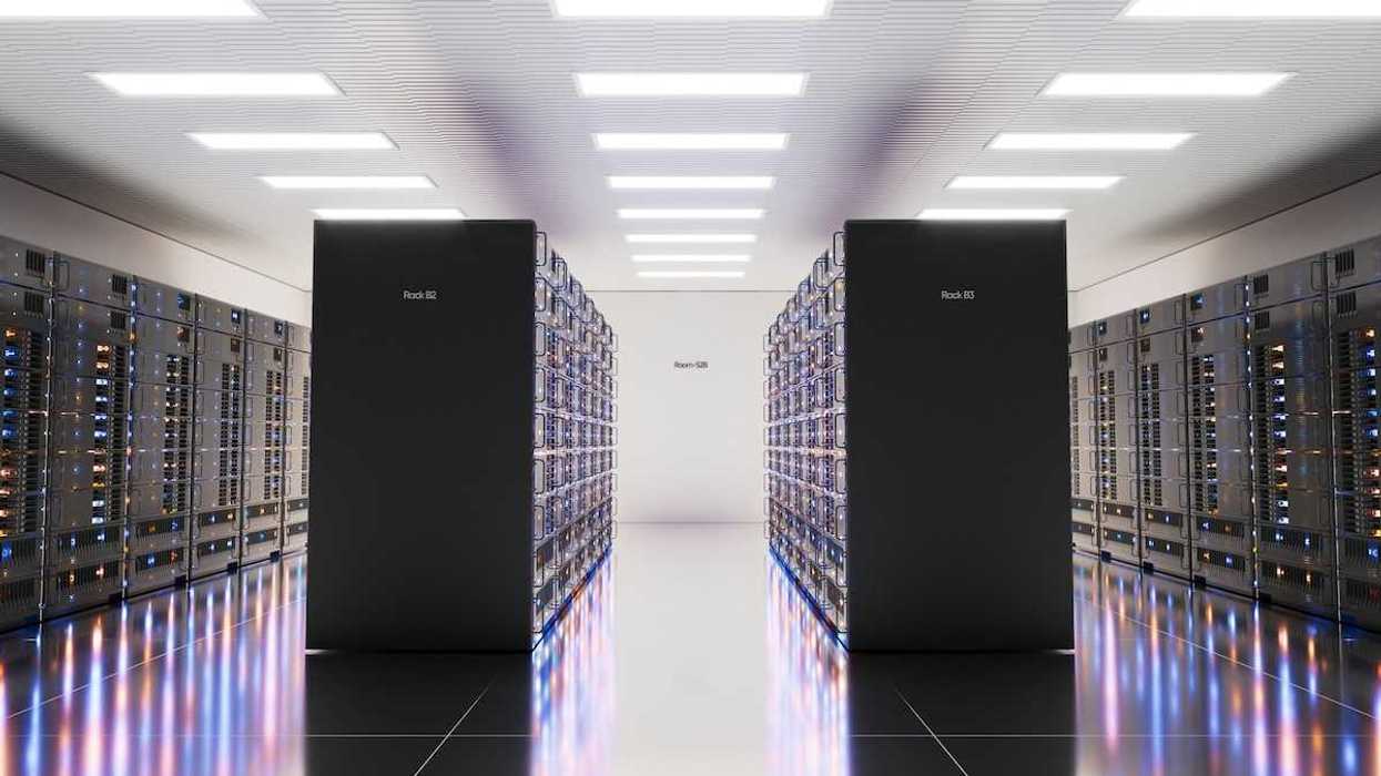 Room housing rows and racks of data center electronics