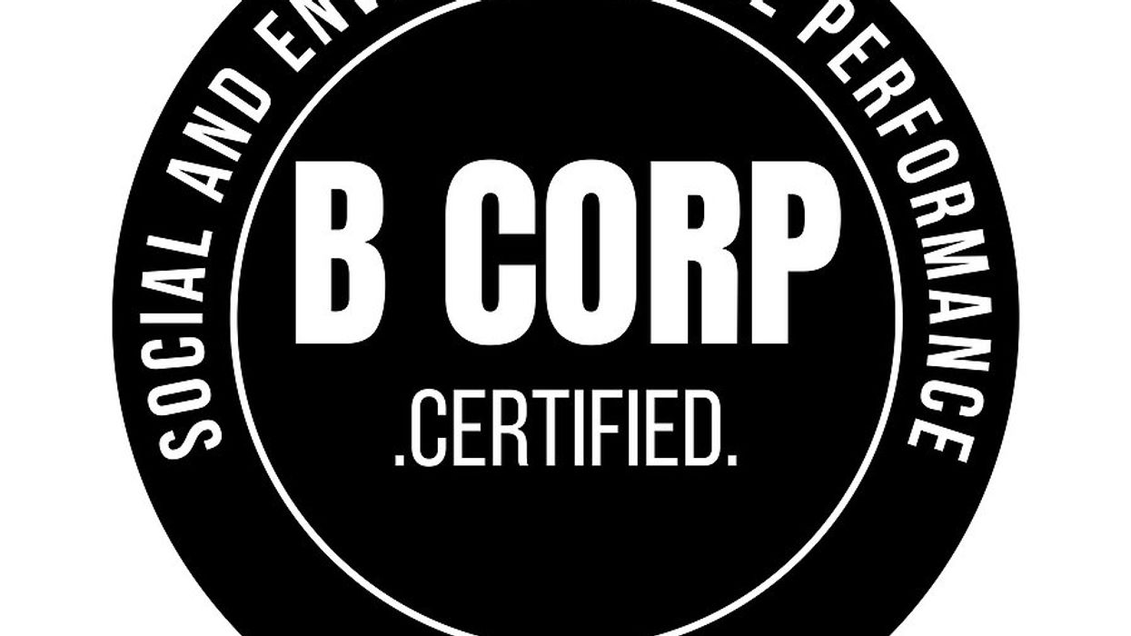 Round logo with the words B Corp Certified on it