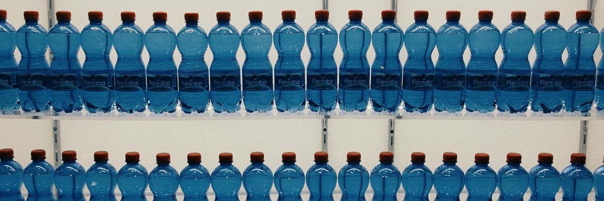 Rows of plastic bottles