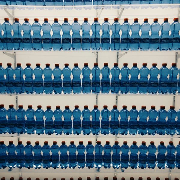 Rows of plastic bottles